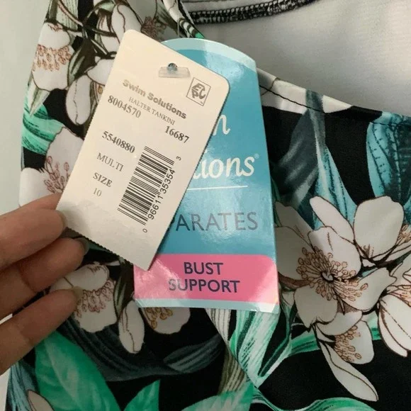 Swim Solutions Bouquet Tiered Halter size 10 - Picture 3 of 6